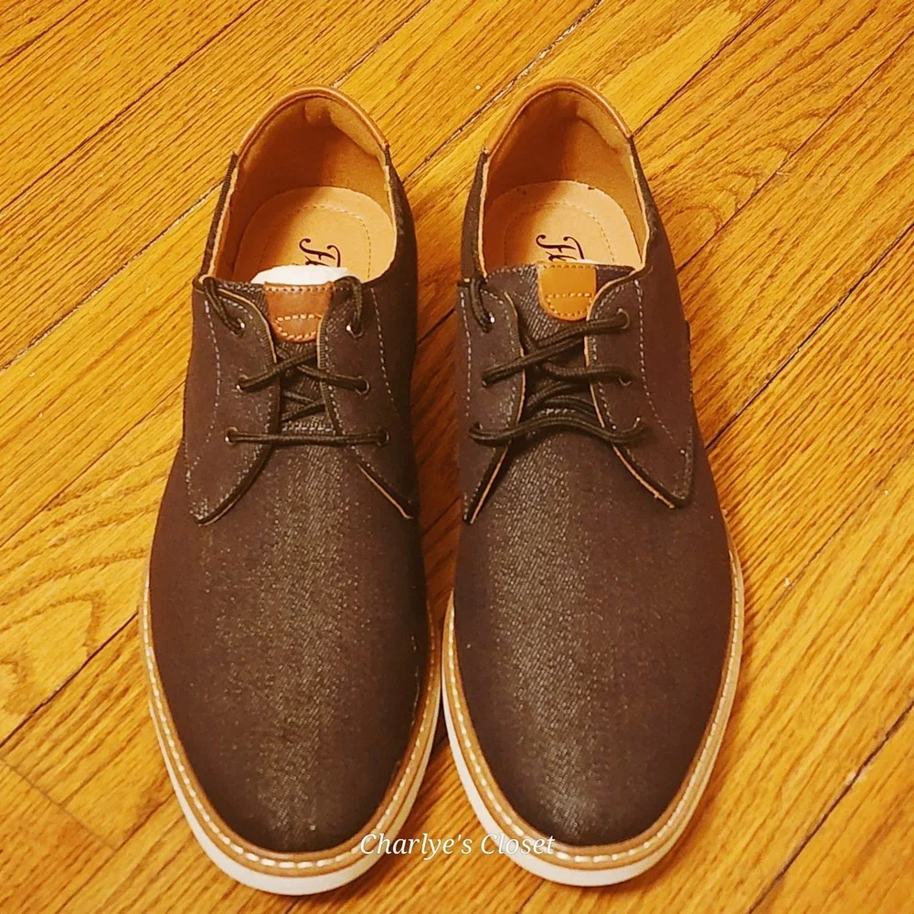Florsheim Highland Canvas Denim‎ Oxford 7.5M NWOB Blk/Wht 14273-001 Casual Euro
